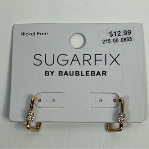 NEW Sugarfix By Baublebar Earrings Rectangle Hoop Rhinestones Gold Tone Dangle